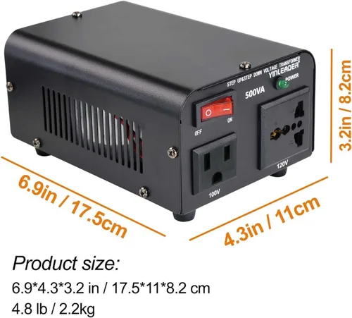 Vista 5 de 500W US al convertidor de voltaje de Japón 120V a 100V transformador