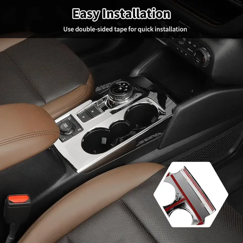Vista 5 de Funda para palanca de cambios de consola central Bronco Sport compatible con Ford Bronco Sport 2021-2024+ (cromo, ABS)