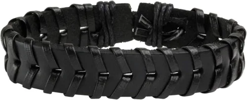 Vista 2 de Eigso Pulsera de cuero sintético con cuentas de madera para hombres y mujeres, tejido hecho a mano, cierre ajustable