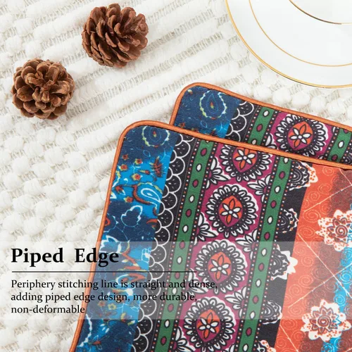 Vista 4 de VOGOL 1 funda de almohada decorativa de estilo bohemio, fundas de cojín cuadradas de poliéster con borde de ribetes, funda de almohada decorativa