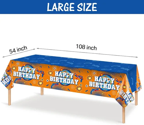 Vista 2 de Tatuo Mantel rectangular de plástico con temática de batalla de dardos, 3 piezas, con temática de juego de pistola, suministros para fiesta
