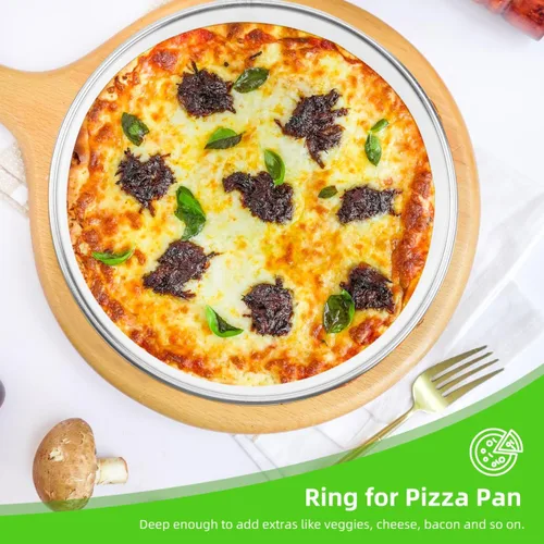 Vista 2 de BESTonZON Anillo de cocina para salsa de pizza de 6.88 pulgadas, herramienta para hornear de acero inoxidable con borde profundo para untar salsa