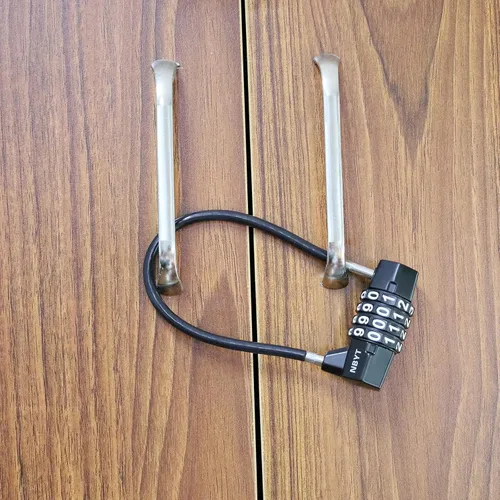 Vista 4 de Cerradura de cable combinada, cable de acero de 3/16 pulgadas, 7 pulgadas de longitud, cerradura de 4 dígitos para puertas, vallas, gabinetes