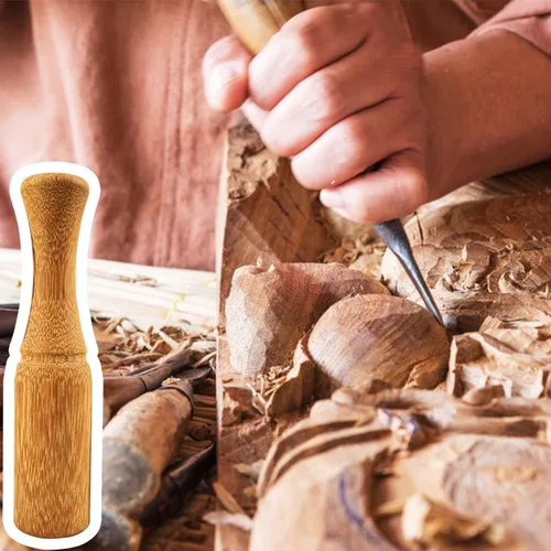 Vista 3 de Mazo de madera para tallar madera, mazo de madera de 10 onzas, mango ergonómico y cómodo que reduce la fatiga de la mano, la cabeza de madera