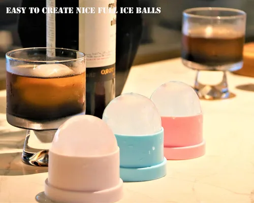 Vista 5 de Molde para hacer bolas de hielo DAPOWER - Juego de 4, molde redondo para cubitos de hielo, cubitos de hielo esféricos de 2.4 pulgadas para whisky