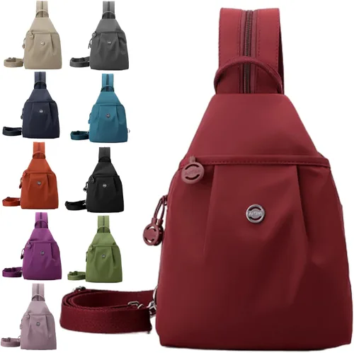 Vista 12 de Bolsa impermeable de 2 vías, bolsa de hombro convertible Oxford de gran capacidad, bolsa cruzada para mujer, mochila de viaje, Negro -, Mediana