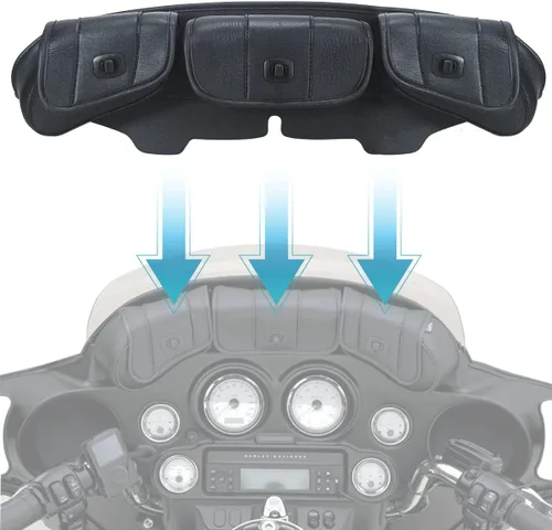 Vista 5 de FOVPLUE Bolsa para Parabrisas, Bolsa de Carenado Batwing de Tres Bolsillos para Harley Electra Glide Street Glide Trike FLHTCU/I FLHTCUTG FLHXXX