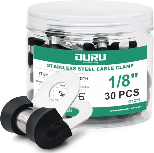 Vista 22 de OURU 10 abrazaderas de cable aisladas acolchadas de acero inoxidable y revestimiento de goma de 1-3/4 pulgadas, abrazaderas de cable y tubería