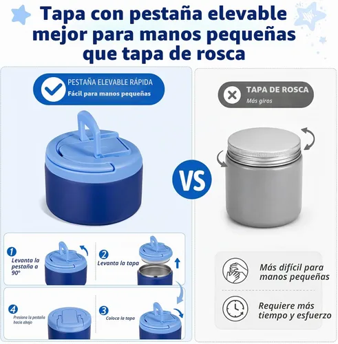Vista 5 de MAXSO Set de Lonchera Bento con Termo para Sopa de 8 oz, Envase para Alimentos Calientes con 4 Compartimentos a Prueba de Fugas para Niños con Taza