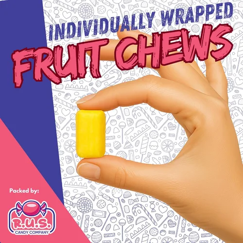 Vista 5 de Caramelos masticables de frutas – Sabores afrutados surtidos – Envueltos individualmente (70 piezas) – Bolsa a granel de 1 libra – Caramelo taffy