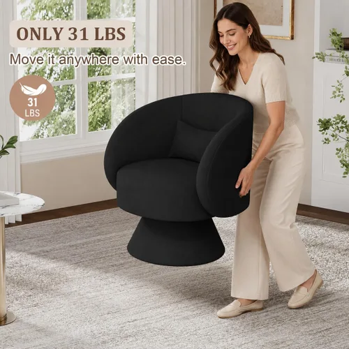 Vista 9 de Juego de 2 sillas giratorias de barril, silla decorativa pequeña de 360 Negro