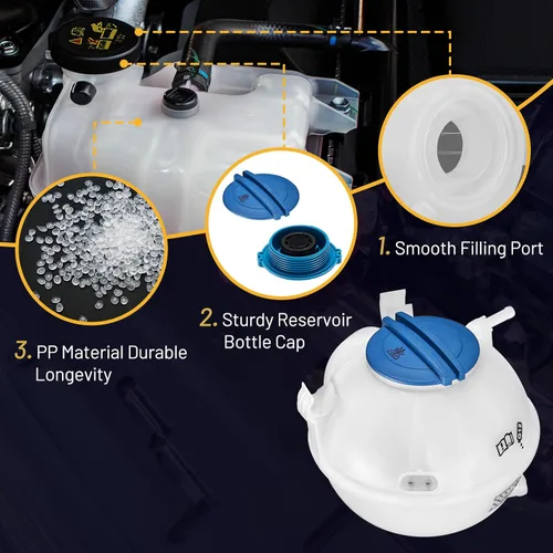 Vista 2 de Depósito de refrigerante 1K0121407A Compatible con Volkswagen VW CC Passat Jetta Beetle Golf Rabbit Eos GTI Compatible con Audi A3 Q3 TT RS TTS