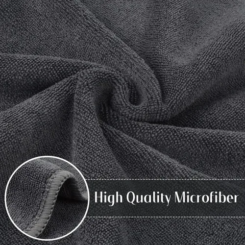 Vista 6 de Paños de limpieza de microfibra, para cualquier propósito SINLAND (12 x 12 pulgadas), Gris pizarra, Paquete de 6