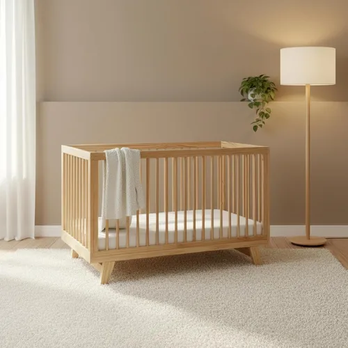 Vista 2 de Astin 3-in-1 Convertible Crib with Toddler Guardrail, Natural