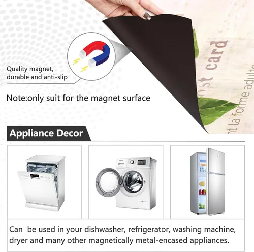 Vista 2 de Funda magnética de girasol amarillo para lavavajillas, cubierta magnética reutilizable para refrigerador, calcomanías para nevera y microondas
