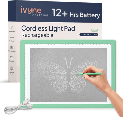 Vista 11 de iVyne Almohadilla de luz con cable para desmalezar vinilo, caja de luz A4 para dibujo, tablero de luz para trazar, caja de luz para pintura de Negro