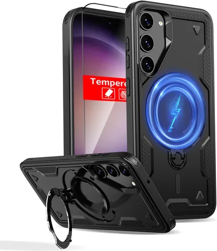 Vista 10 de Funda magnética para Google Pixel 9 Pro XL compatible con cargador inalámbrico MagSafe, para Pixel 9 Pro XL con soporte de 360° + 2 protectores