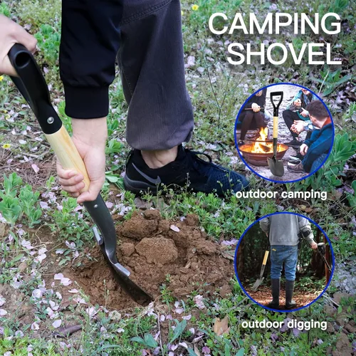 Vista 5 de KOLEIYA Pala pequeña de mango corto – 28 pulgadas de longitud total – Pala de arena de metal para niños para excavar y jardinería – metal + madera