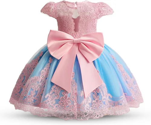 Vista 16 de NNJXD Vestido de Princesa de Tul con Flores para Niñas Pequeñas y Bebés Niña #Rosa claro