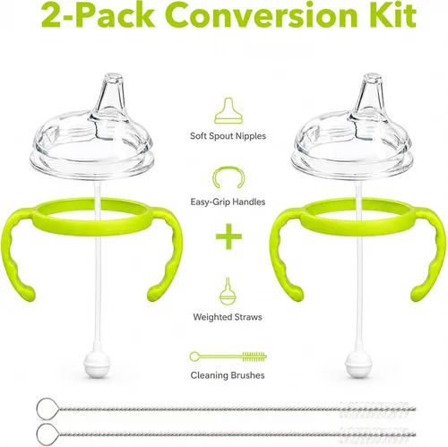 Vista 2 de CHUBBIEE Kit de taza para beber para botellas Comotomo Gen 2 y clásicas Verde