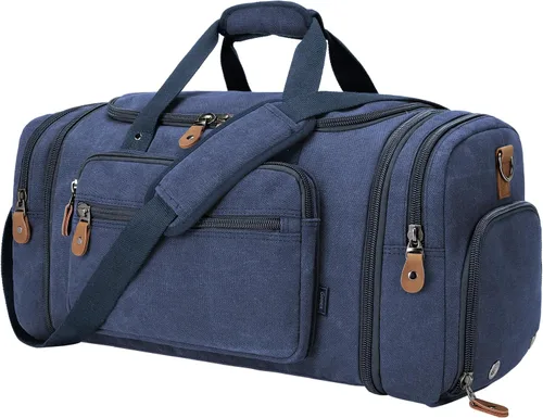 Vista 19 de Gonex Canvas Duffle Bag, Expandable 50L Travel Overnight Weekender Bag Verde militar