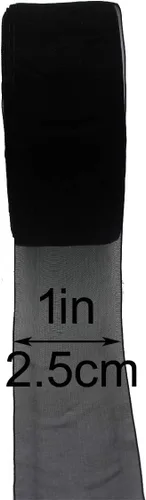 Vista 2 de Cinta de organza de 1 pulgada, 50 yardas, cinta transparente brillante para envolver regalos, decoración y manualidades (1 pulgada, 625039 negro)