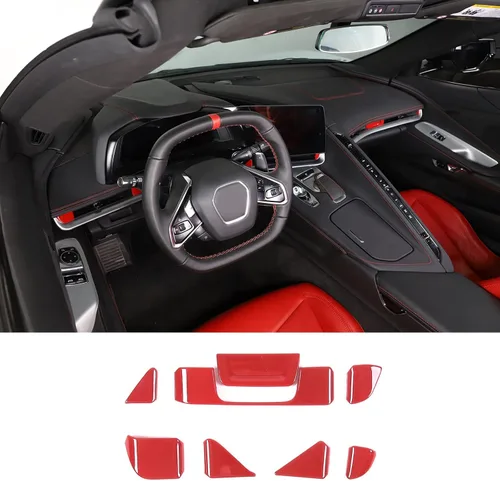 Vista 9 de Decoración de ventilación de CA para salpicadero, aire acondicionado, salida de aire, cubierta de ventilación compatible con Chevrolet Corvette C8