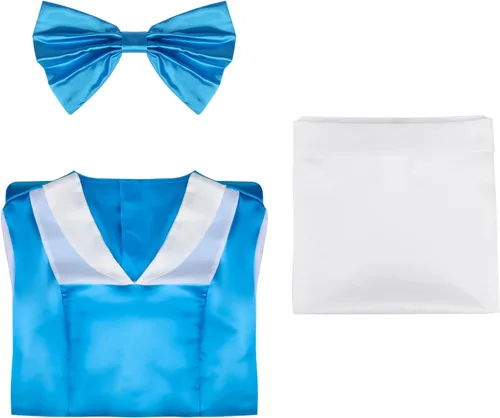 Vista 7 de Disfraz de Bella para adultos, vestido azul de sirvienta, vestido de princesa de belleza, vestido de fiesta de Halloween, vestido de baile