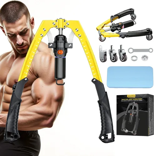 Vista 9 de Twister Arm Trainer, equipo de entrenamiento de pecho de potencia hidráulica 3 en 1 con ruedas de rodillo abdominal y ganchos, entrenador de brazo
