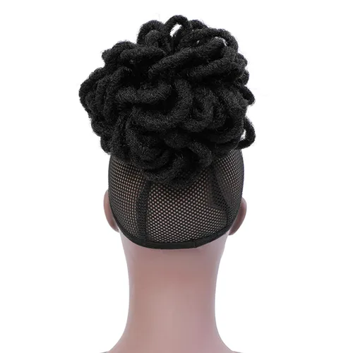 Vista 12 de DreadLocks Chignons Afro High Puff Cola de Caballo con Cordón Moño de Cabello Postizos Faux Locs Chignons con Clip Cola de Caballo para Mujeres