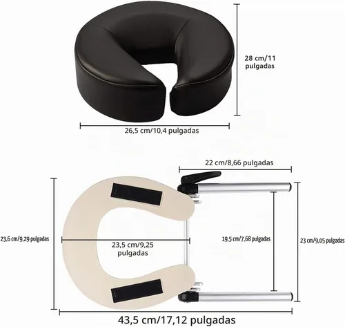 Vista 3 de Reposacabezas de masaje - Almohada ajustable en forma de U de aluminio para cama y cuna facial - Equipo de spa de belleza
