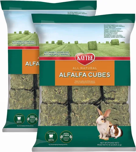 Vista 6 de Kaytee Cubos de alfalfa para conejos, cobayas y otros animales pequeños, 15 onzas
