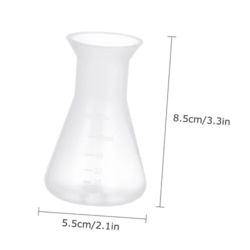 Vista 2 de iplusmile Conjunto de frasco químico Erlenmeyer de 5 piezas de plástico para estudiantes de ciencias