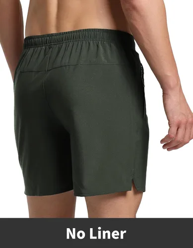 Vista 2 de Men's 5" Linerless Workout Shorts Lightweight Quick Dry Gym Running Sports Athletic Shorts with Zip Pockets