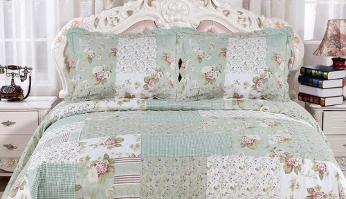 Vista 5 de Juego de cama de microfibra; prelavado, preencogido, cosido con hilos reales, acolchado a máquina; funda de edredón para cama doble Full/Queen/King