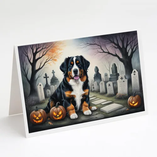 Vista 10 de Caroline's Treasures DAC2042GCA7P Golden Retriever - Tarjetas de felicitación y sobres de Halloween espeluznantes, paquete de 8 tarjetas en blanco