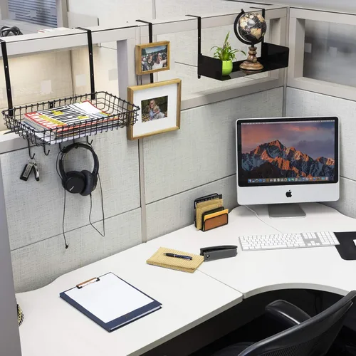 Vista 7 de Wallniture Bali - Estantería colgante para cubículo y organizador de escritorio de oficina en casa, negro, metal