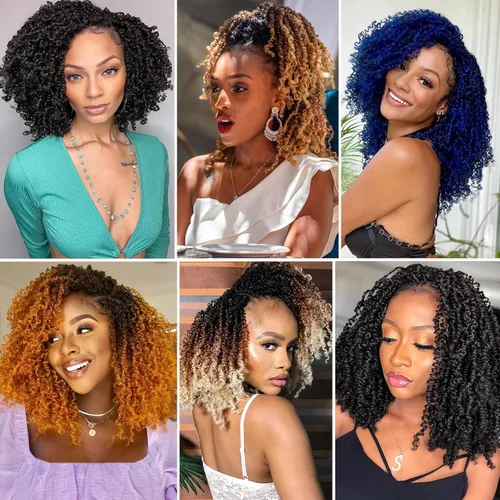 Vista 6 de COOKOO 6 pulgadas 8 paquetes Cabello de Ganchillo Pre-enrollado Yanky Twist para Mujeres Negro Natural Mini Passion Twists Pre-retorcido Cabello