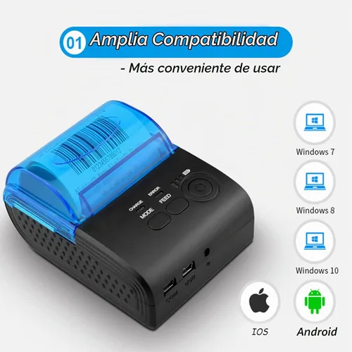 Vista 3 de Yoidesu Mini impresora de recibos, impresora térmica portátil Bluetooth portátil de 2.283 in, compatible con Android VISTA Linux, impresora