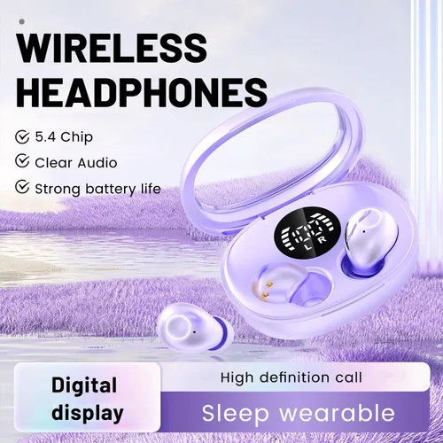 Vista 8 de Mini auriculares inalámbricos invisibles Bluetooth 5.4 en auriculares de Púrpura