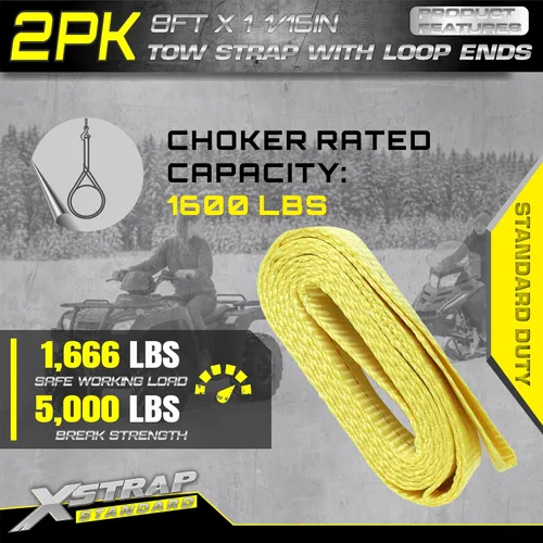 Vista 6 de XSTRAP STANDARD 2PK 1-3/4''x 8 pies de correas de remolque con extremos en bucle, eslinga de elevación con correa de tela