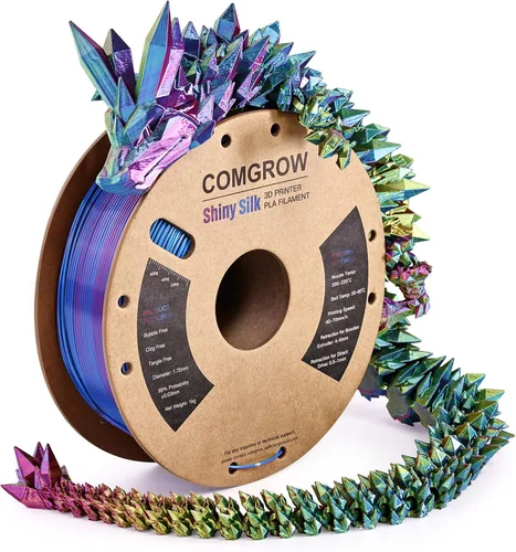 Vista 25 de Comgrow - Filamento para impresora 3D de seda PLA, color dual 2 en 1 negro y verde, filamento PLA para impresión 3D de 1.75mm, precisión dimensional