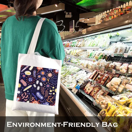 Vista 6 de LEVLO Bolsa de compras para bacterias de microbiología, ciencia, arte, biólogo, reutilizable, bolsa de mano, regalo para profesor