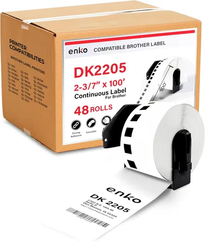 Vista 11 de enKo DK-2205 Etiquetas de papel continuo (2.4 pulgadas x 100 pies) compatibles con impresoras de etiquetas Brother QL QL-800, QL-820NWB QL 810W