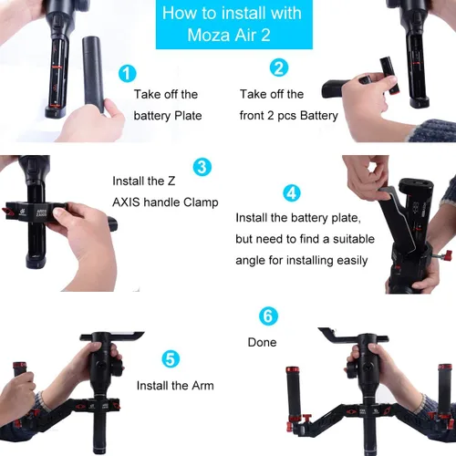 Vista 4 de DIGITALFOTO Ares Z Axis Spring Gimbal Dual Handle, amortiguador desmontable doble agarre compatible con grúa 2, DJI RS2/RS3 Pro/RS4/RS 4