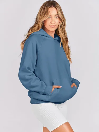 Vista 4 de ANRABESS - Sudaderas con capucha para mujer, sobre talla, de vellón de manga larga, modelo de 2024, para otoño