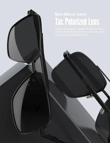 Vista 4 de LUENX Polarized Aviator Sunglasses for Men, Trendy Retro Oversized Rectangular Frame UV400 Protection