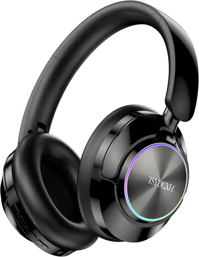 Vista 8 de Auriculares inalámbricos Bluetooth con cancelación de ruido con micrófono, tiempo de reproducción de 65 horas, llamadas claras, ajuste cómodo