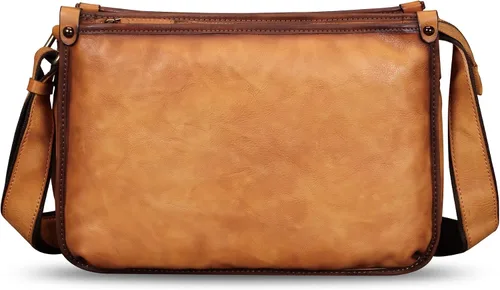 Vista 2 de IVTG Bolso de mensajero de cuero genuino para hombre, bolso cruzado de hombro, casual, mochila de día, bolso de trabajo, negocios, diario