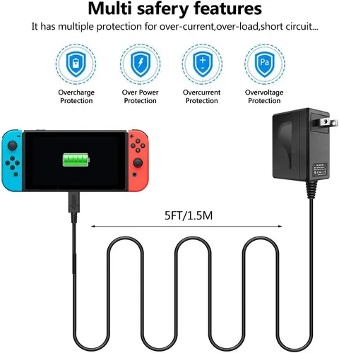 Vista 6 de Prodico Cargador para Nintendo Switch, cargador de viaje rápido compatible con Nintendo SwitchSwitch LiteSwitch OLEDSwitch Dock
